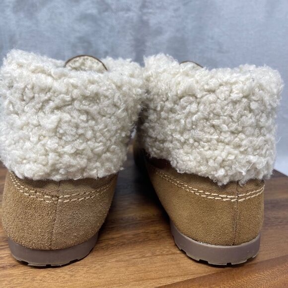 Gap Booties Womens US 10 Brown Faux Suede Lace Up Sherpa Lined Chukka Ankle - Picture 5 of 14